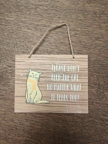 Photo of free Cute wooden cat sign (Foster Farm) #2