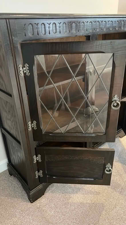 Photo of free Dark wood glass front cabinet (Bovey Tracey TQ13) #3