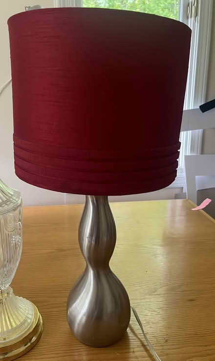 Photo of free Metal Desk Lamp w/ Red Shade (Branford) #1