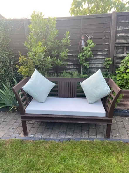 Photo of free Garden bench plus cushions (Flitwick) #1