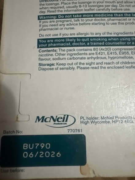 Photo of free Nicorette cools lozenges 4 mg (Spondon Derby) #2