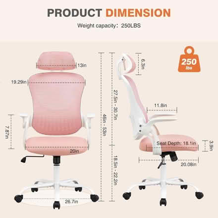 Photo of free Office Rolling Chair, pink (U-District) #4