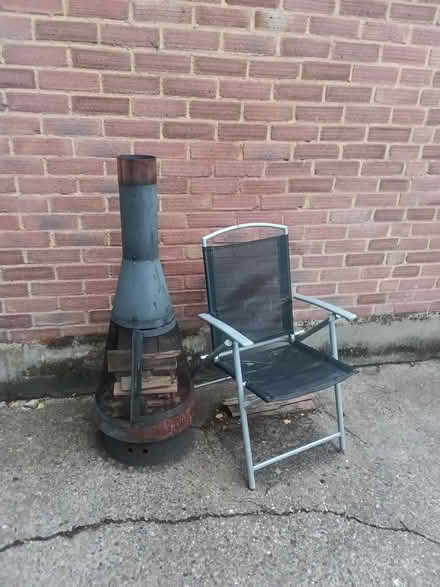 Photo of free Chimenea / Fire pit with folding garden chair (Sunbury-on-Thames KT12) #1