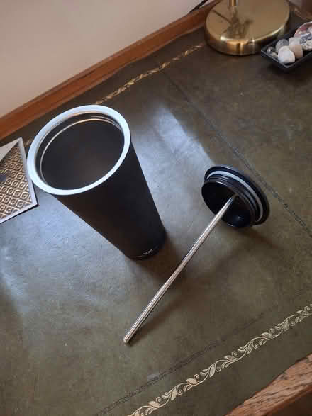 Photo of free Typo metal lidded cup (Leigh on Mendip, BA3) #2