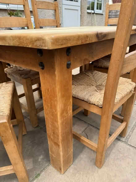 Photo of free Pine dining table and chairs (St Ippolyts.) #2