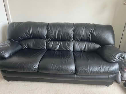 Photo of free 2 & 3 seater black leather sofas (Sidcup, DA15) #2