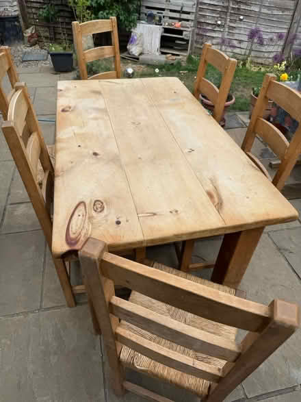 Photo of free Pine dining table and chairs (St Ippolyts.) #1