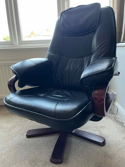 Photo of free Leather chair & footstool (Sidcup, DA15) #2