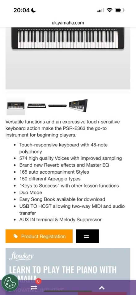 Photo of free Yamaha keyboard PSR-E363: pre-loved (AL4) #2