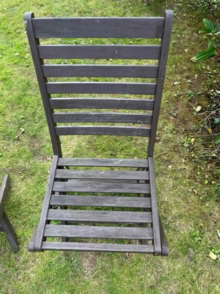 Photo of free 4 outdoor wooden chairs (foldable) (N20 8ah) #2
