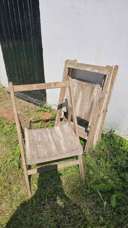 Photo of free Five wooden folding chairs (Bix Village Hall) #1