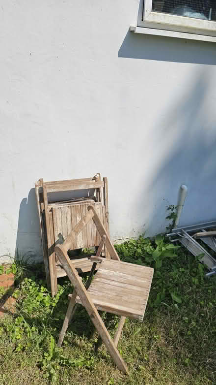 Photo of free Five wooden folding chairs (Bix Village Hall) #2
