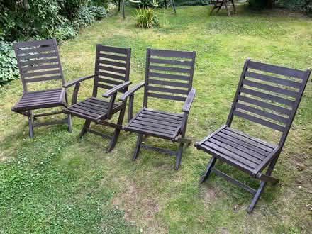 Photo of free 4 outdoor wooden chairs (foldable) (N20 8ah) #1