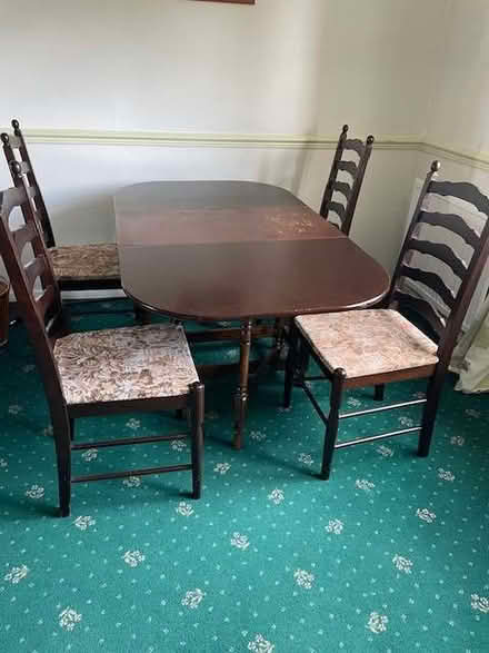 Photo of free Gate legged table and 4 dining chairs (Tideswell SK17) #1