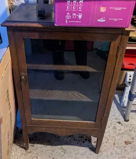 Photo of free Small dark wood cupboard (Clieves Hills L39) #1