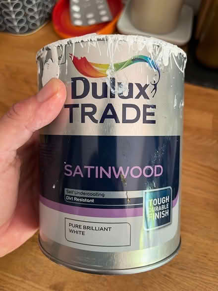 Photo of free 1/2 litres Dulux Trade Satin Wood (Colliers Wood SW19) #1