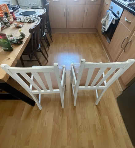 Photo of free Set of 2 white wooden dining chairs (Walthamstow) #2