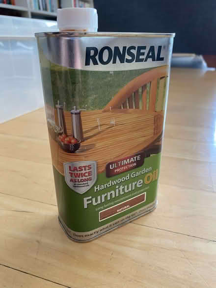 Photo of free Ronseal 1 Litre Ultimate Protection Hardwood Garden Furnitur (Limehouse E14) #1