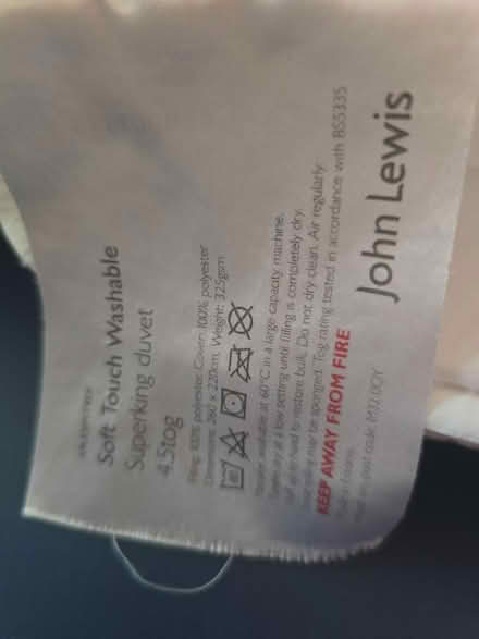 Photo of free John Lewis Superking 4.5 Tog Duvet (Bladon OX20) #1