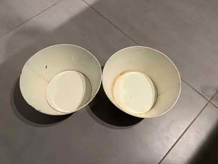 Photo of free Pair of plant pots, metal, cream (SE1) #2