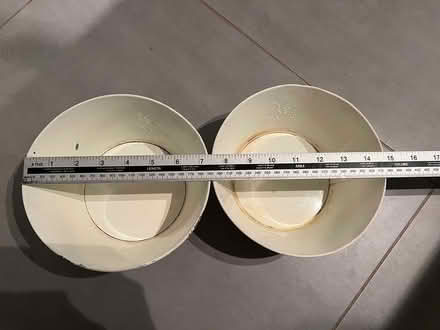 Photo of free Pair of plant pots, metal, cream (SE1) #3