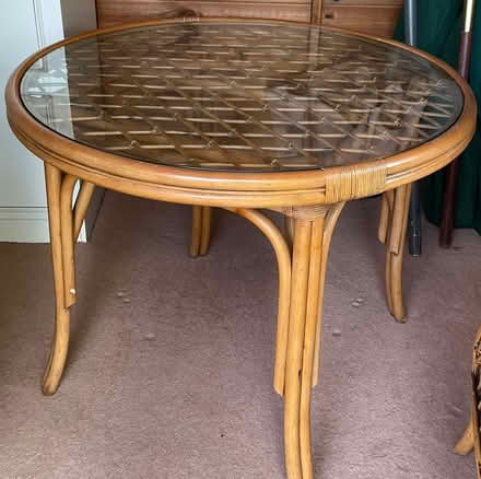 Photo of free Cane glass topped table suitable for conservatory (Verwood BH31) #1