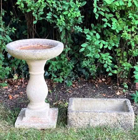 Photo of free Stonecast bird bath and planter (Twyford RG10) #1