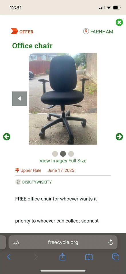 Photo of free Office chair (Farnham GU9) #2