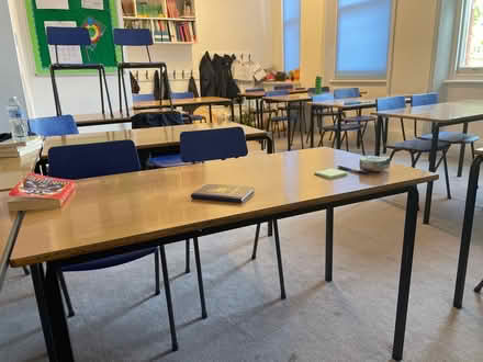Photo of free 12 School tables/desks (South Kensington SW7) #2