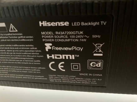 Photo of free Hisense 43 inch Tv not starting (Purbrook PO7) #2