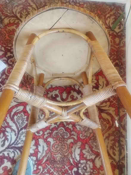 Photo of free Wooden and wicker table (Whittlesey) #2