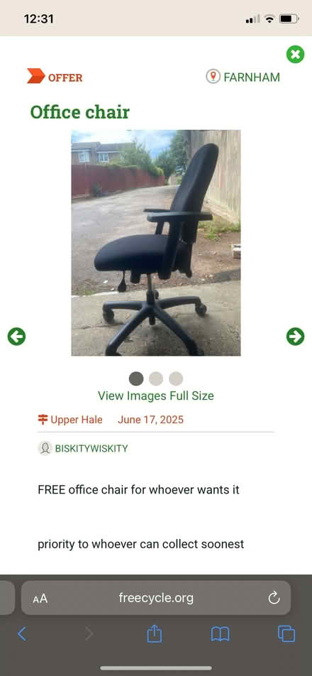 Photo of free Office chair (Farnham GU9) #3