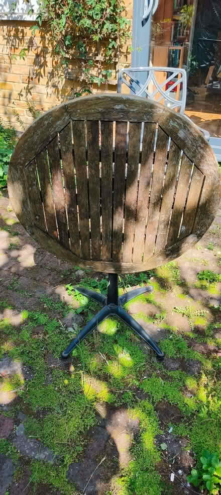 Photo of free Wooden garden table with metal base (Surrenden BN1) #2