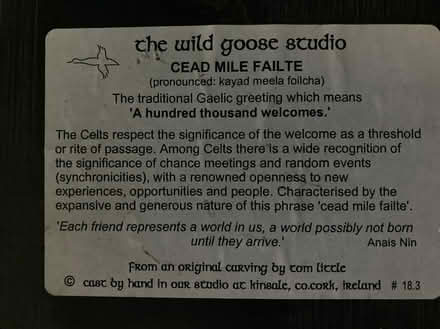 Photo of free Irish welcome plaque (Spring Hill, Somerville) #3