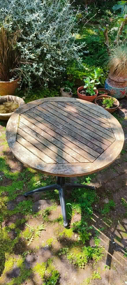 Photo of free Wooden garden table with metal base (Surrenden BN1) #1