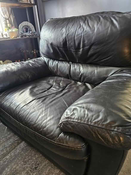 Photo of free Brown leather arm chair (St. Georges TF2) #1