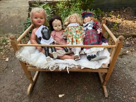 Photo of free Vintage Dolls in wooden crib (Loddon) #1