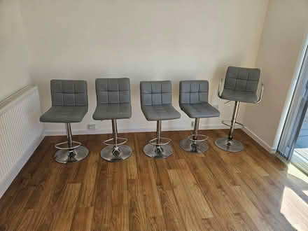 Photo of free 5 grey bar stools (Edenpark.) #1