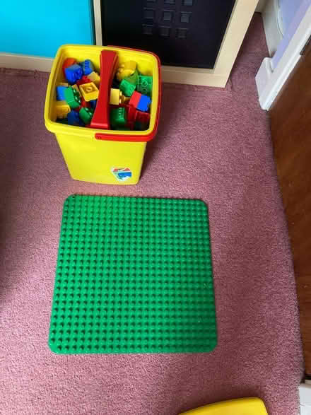 Photo of free Bucket of Duplo and base board (Dursley GL11) #1