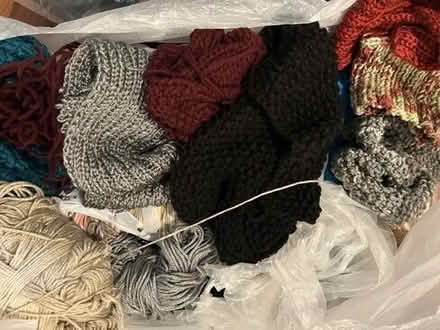Photo of free Yarn scraps, scarf varieties, hats #1