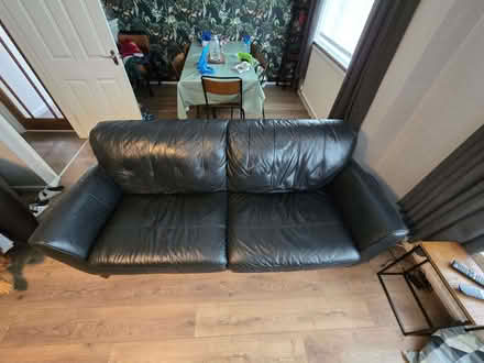Photo of free Black Leather Settee and Chair (Clitheroe BB7) #1