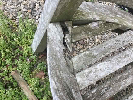 Photo of free Old teak garden bench (Malvern Link WR13) #3
