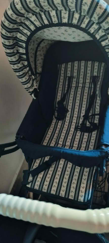 Photo of free Blue strip pram and car seat (Dy10 2ly Kidderminster.) #2