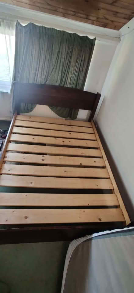 Photo of free Double, wooden bed frame and mattress (Petersham TW10) #1