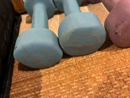 Photo of free dumbbells, shelf, mat, massager + (Cambridge CB2) #2