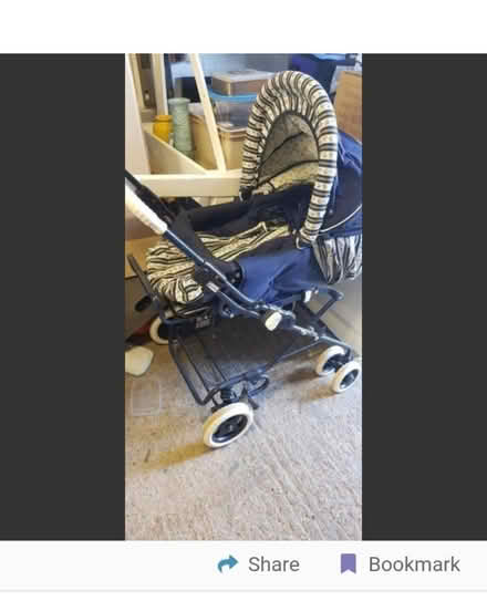 Photo of free Blue strip pram and car seat (Dy10 2ly Kidderminster.) #1