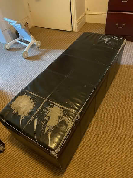 Photo of free Black faux leather ottoman (Red Bank) #3