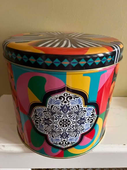 Photo of free Large colourful tin (Windsor SL4) #1