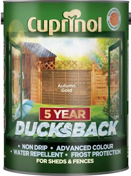 Photo of Cuprinol Duckback Fence Paint Autumn Gold (Heald Green SK8) #1