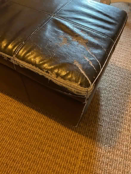 Photo of free Black faux leather ottoman (Red Bank) #1